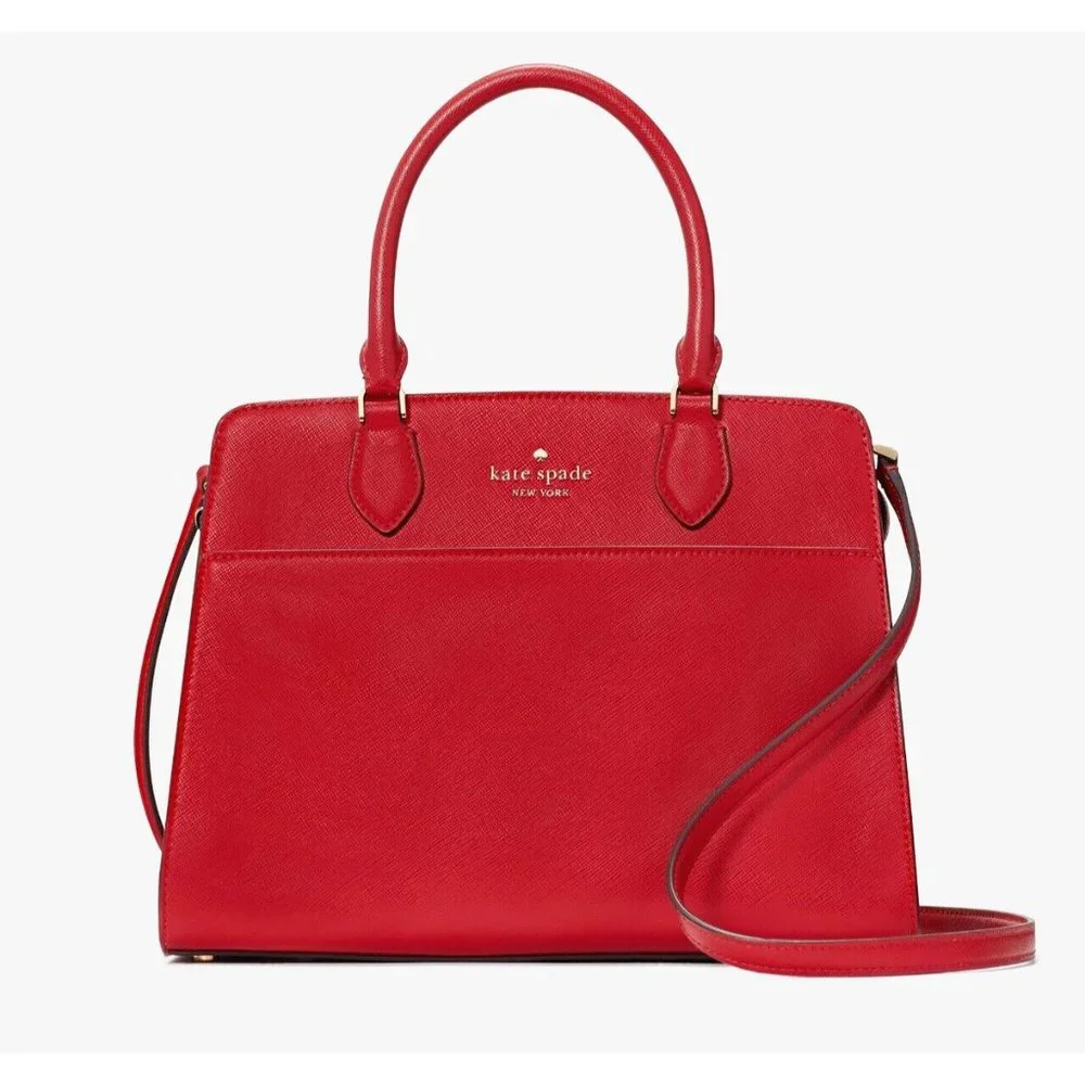 New Kate Spade Madison Saffiano Leather Medium Satchel Candied Cherry